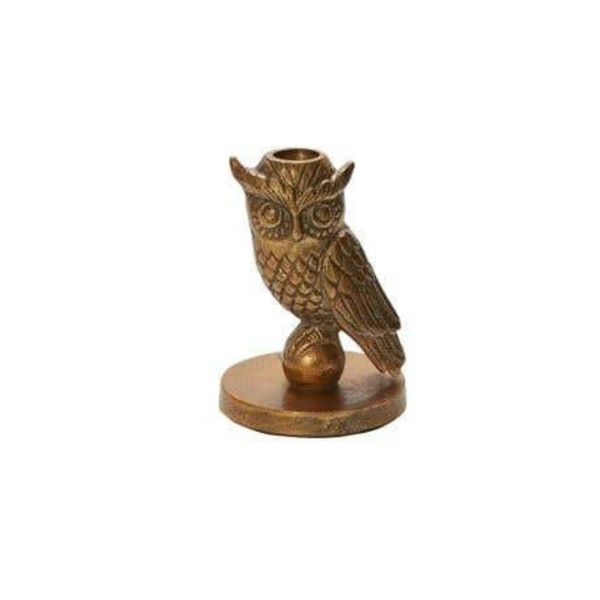 Gold Owl Candle Holder