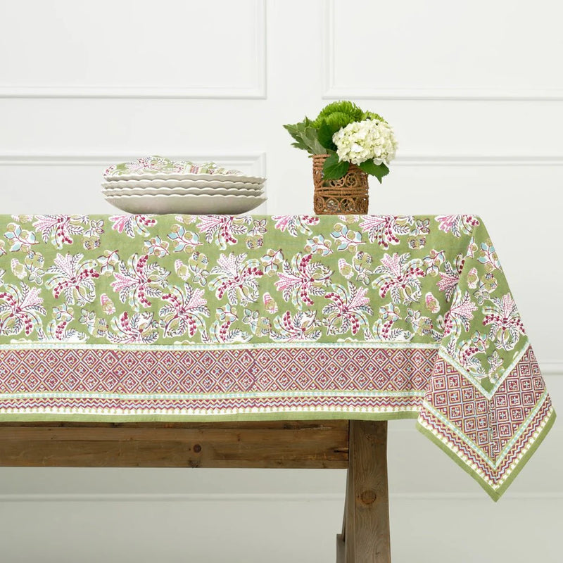 Grecian Palm Fern & Magenta Tablecloth