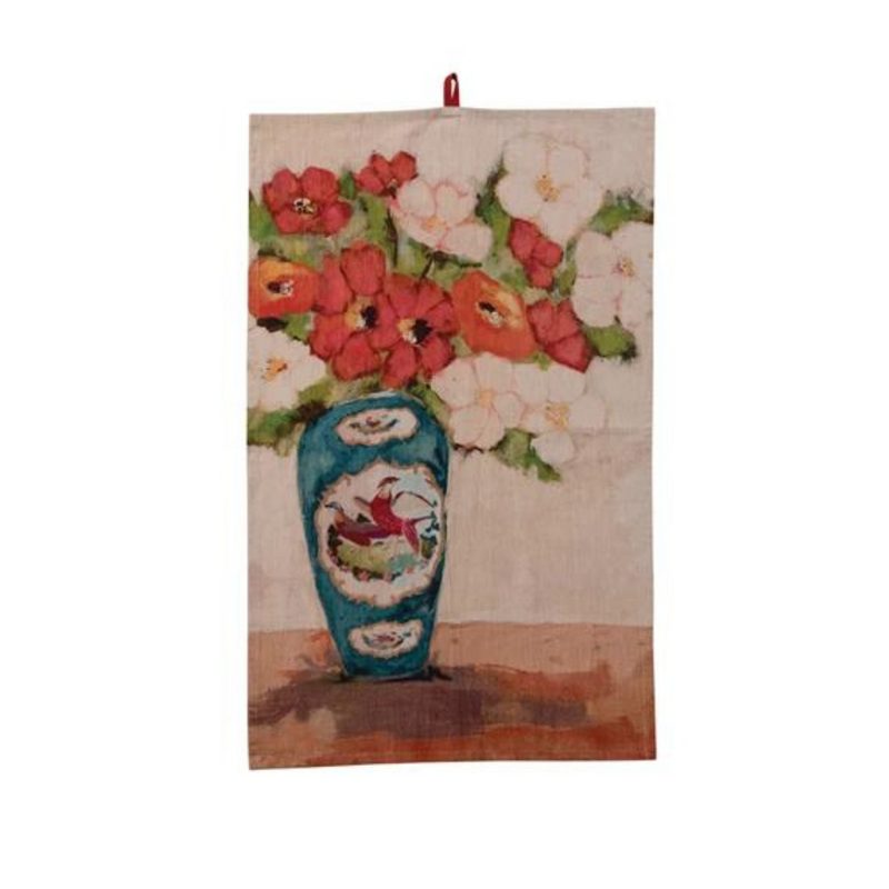 Floral Painting Tea Towel