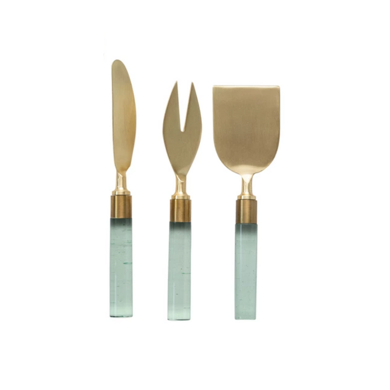Cheese Utensils with Teal Handles
