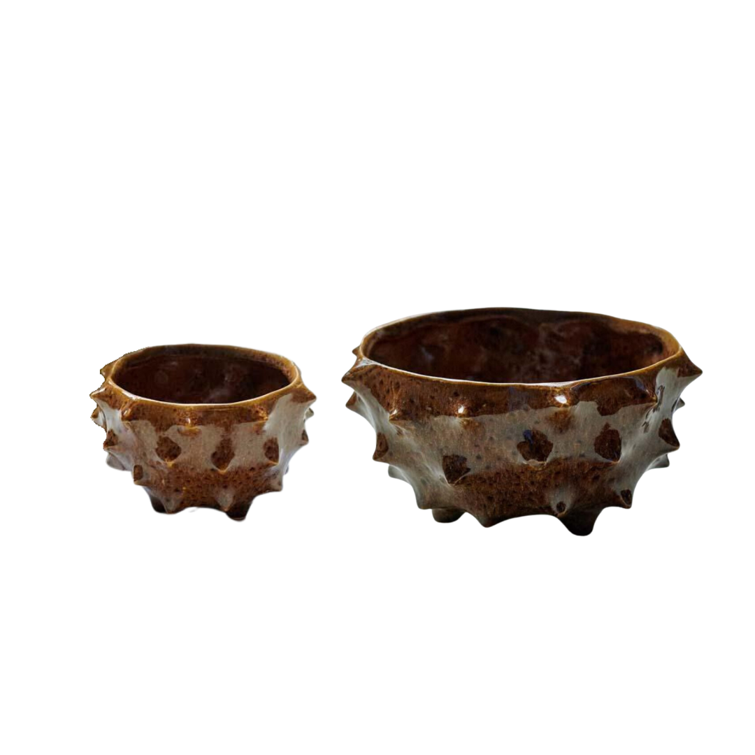 Glazed Brown Spike Bowl