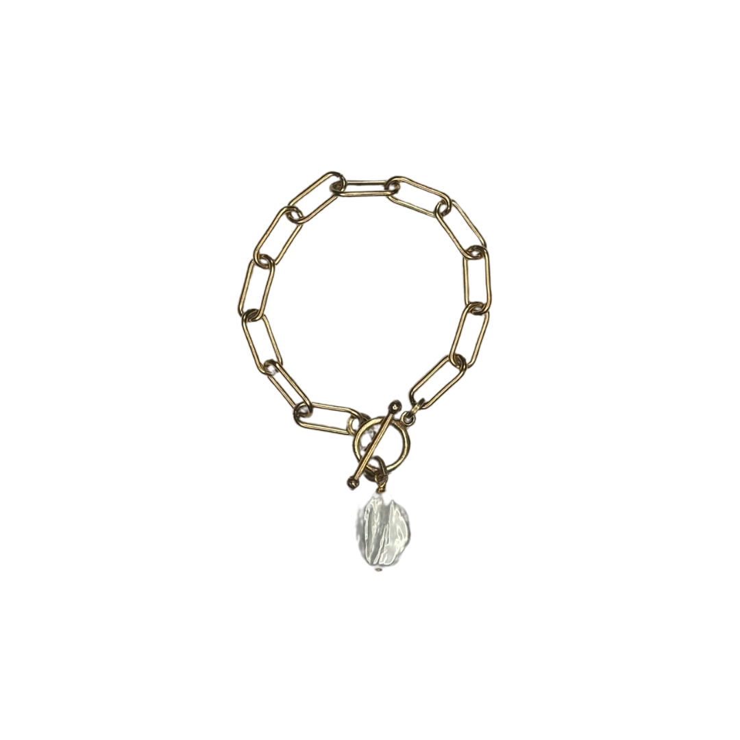 Flat Pearl Charm Bracelet