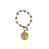 Angel and Cross Coin Pearl Bracelet