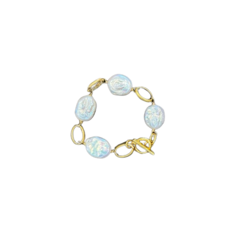 Flat Pearl Chain Bracelet