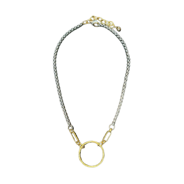 Gunmetal and Gold Loop Necklace