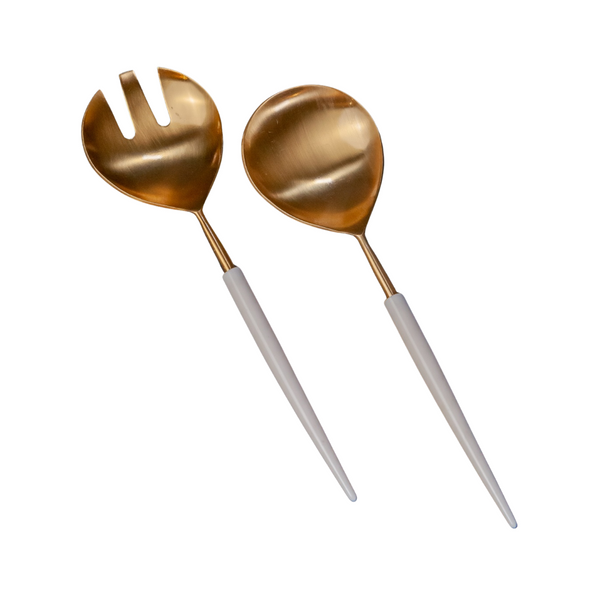 Gold and White Salad Servers