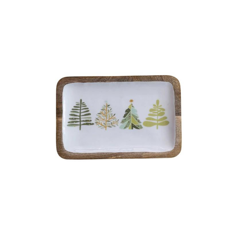 Rectangular Holiday Enamel Tray