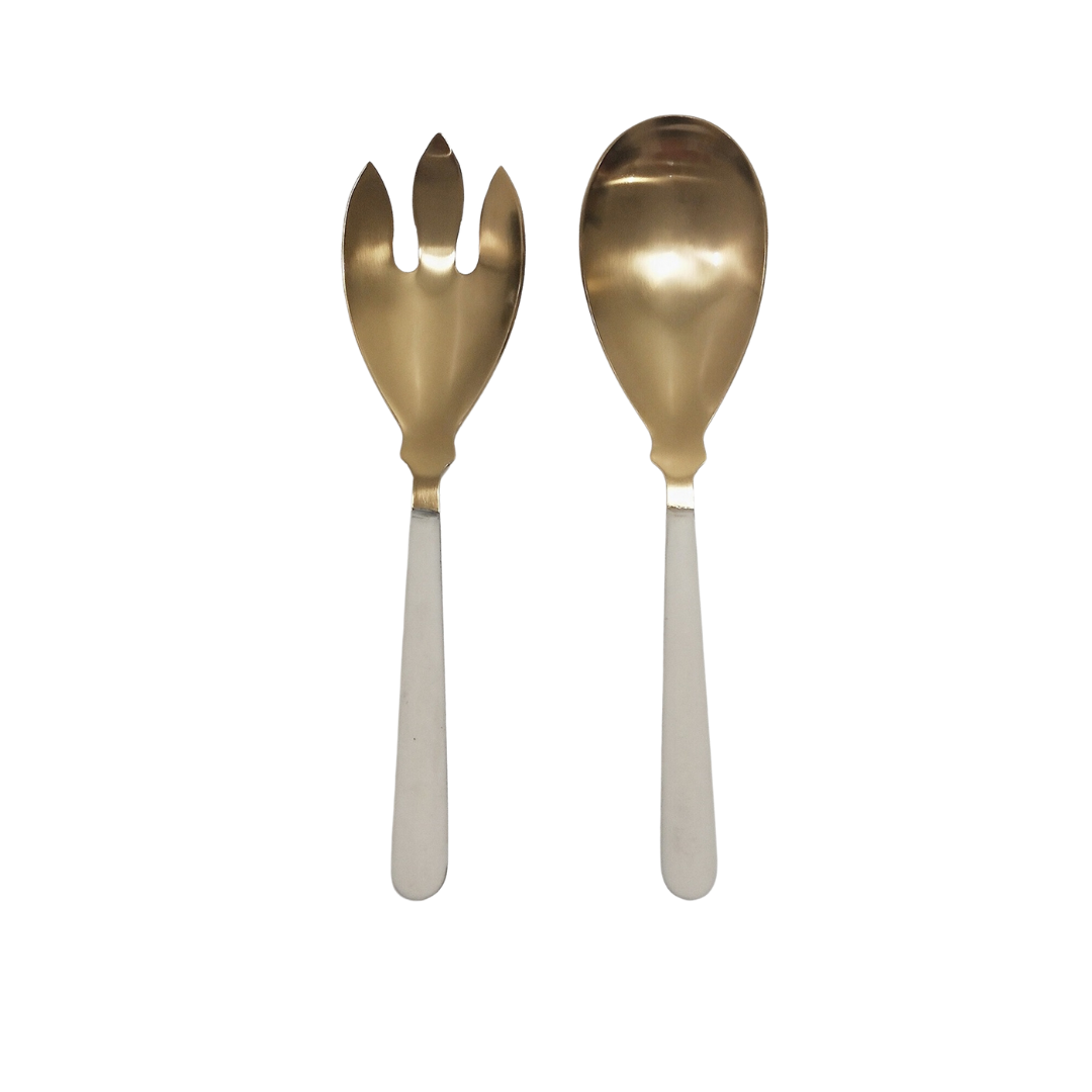 Cream and Gold Salad Servers