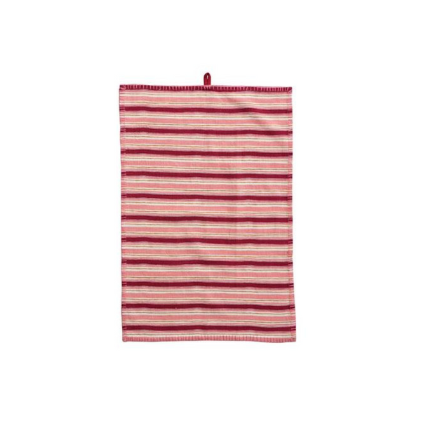 Red and Pink Striped Tea Towel