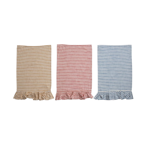 Ruffle Striped Tea Towel