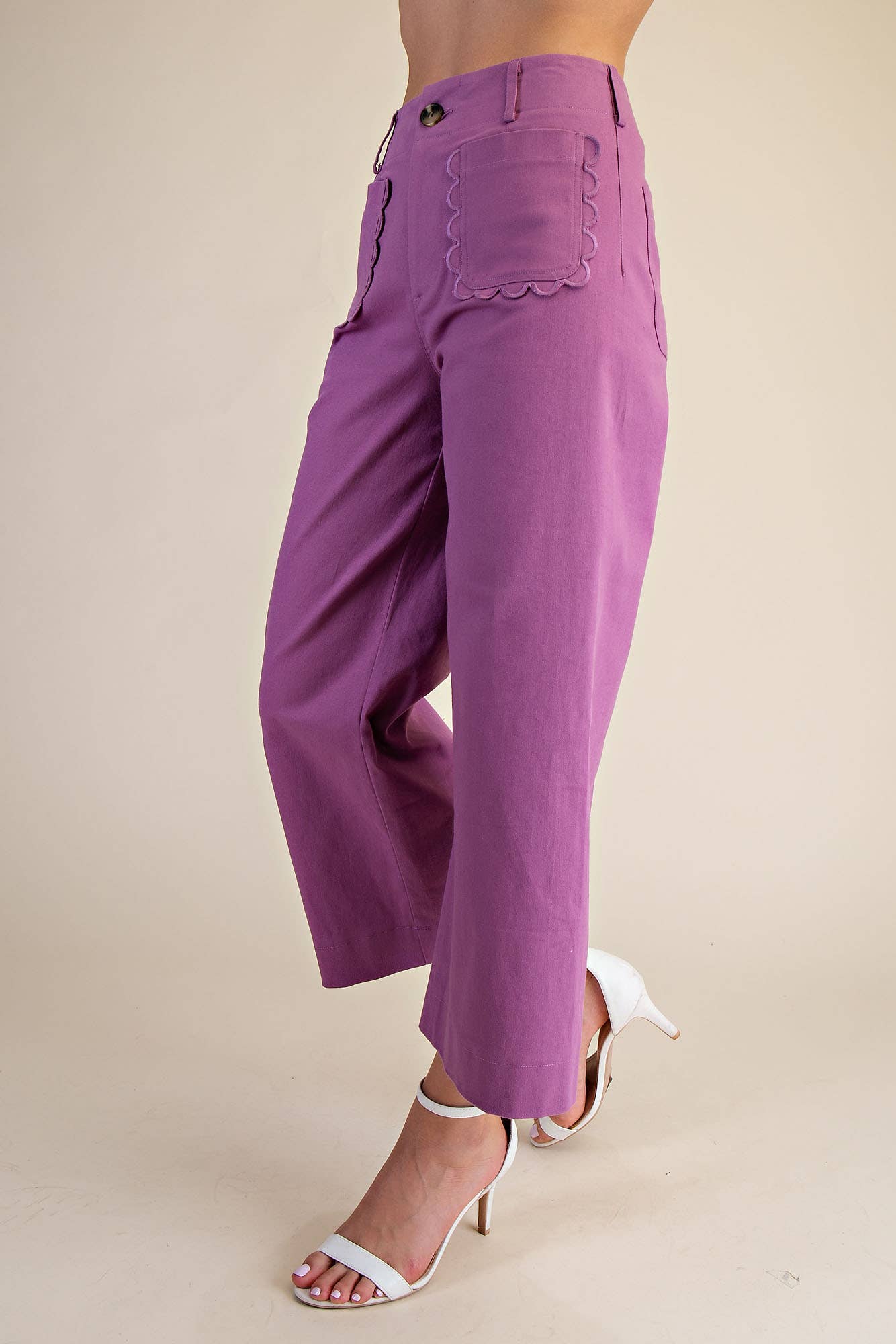 Colette Wide-Leg Scallop Pocket Pants