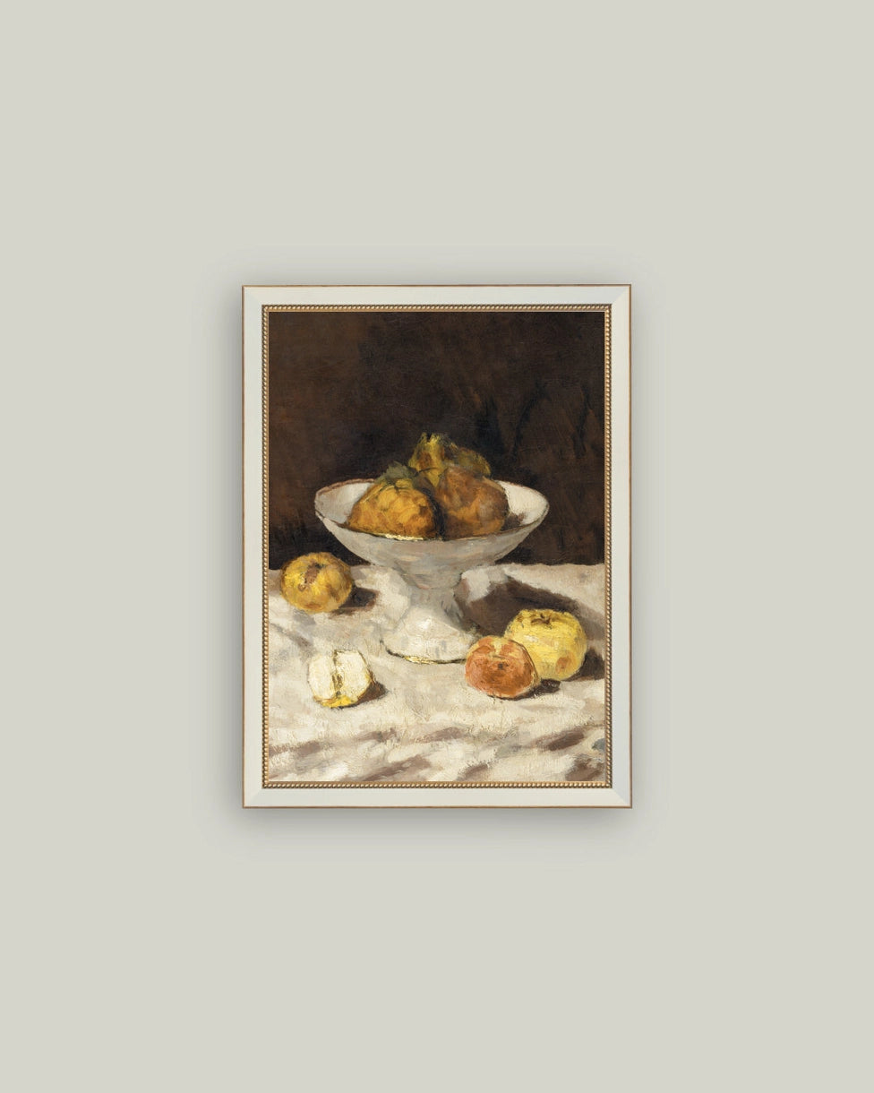 Pears Still Life in White Beaded Frame