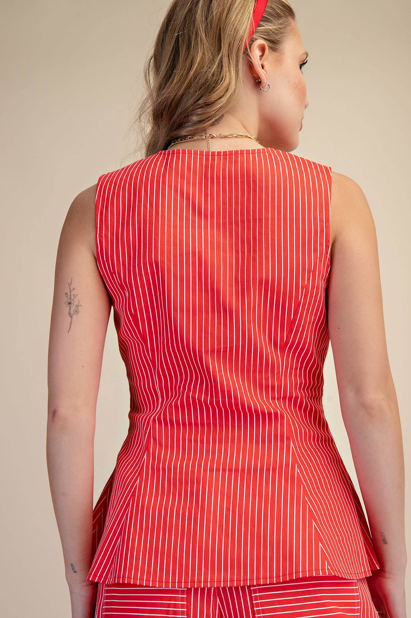 Scooped Stripe Peplum Top