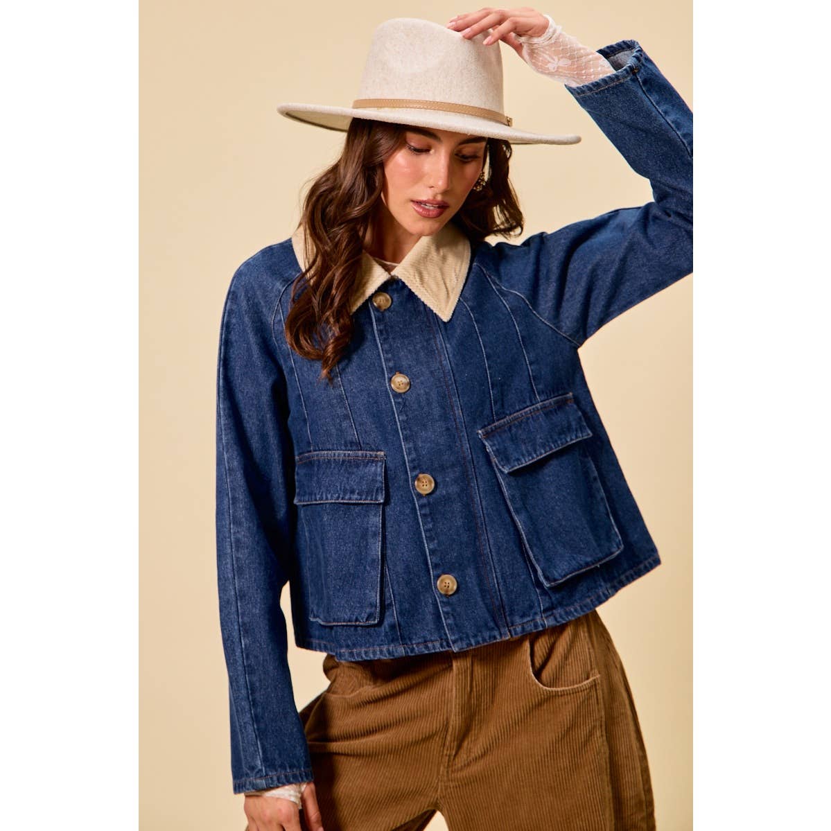 Zip Up and Button Denim Jacket
