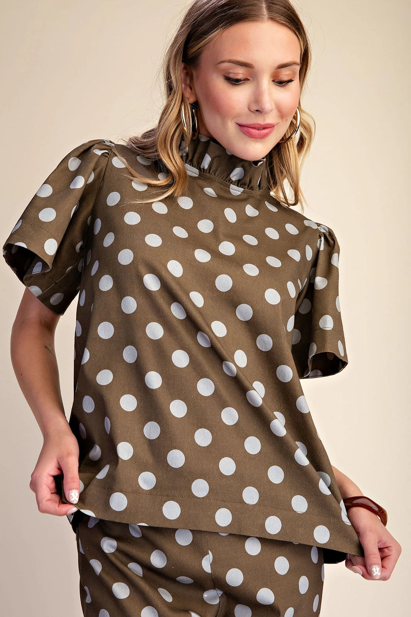 Polka Dot Ruffle Top