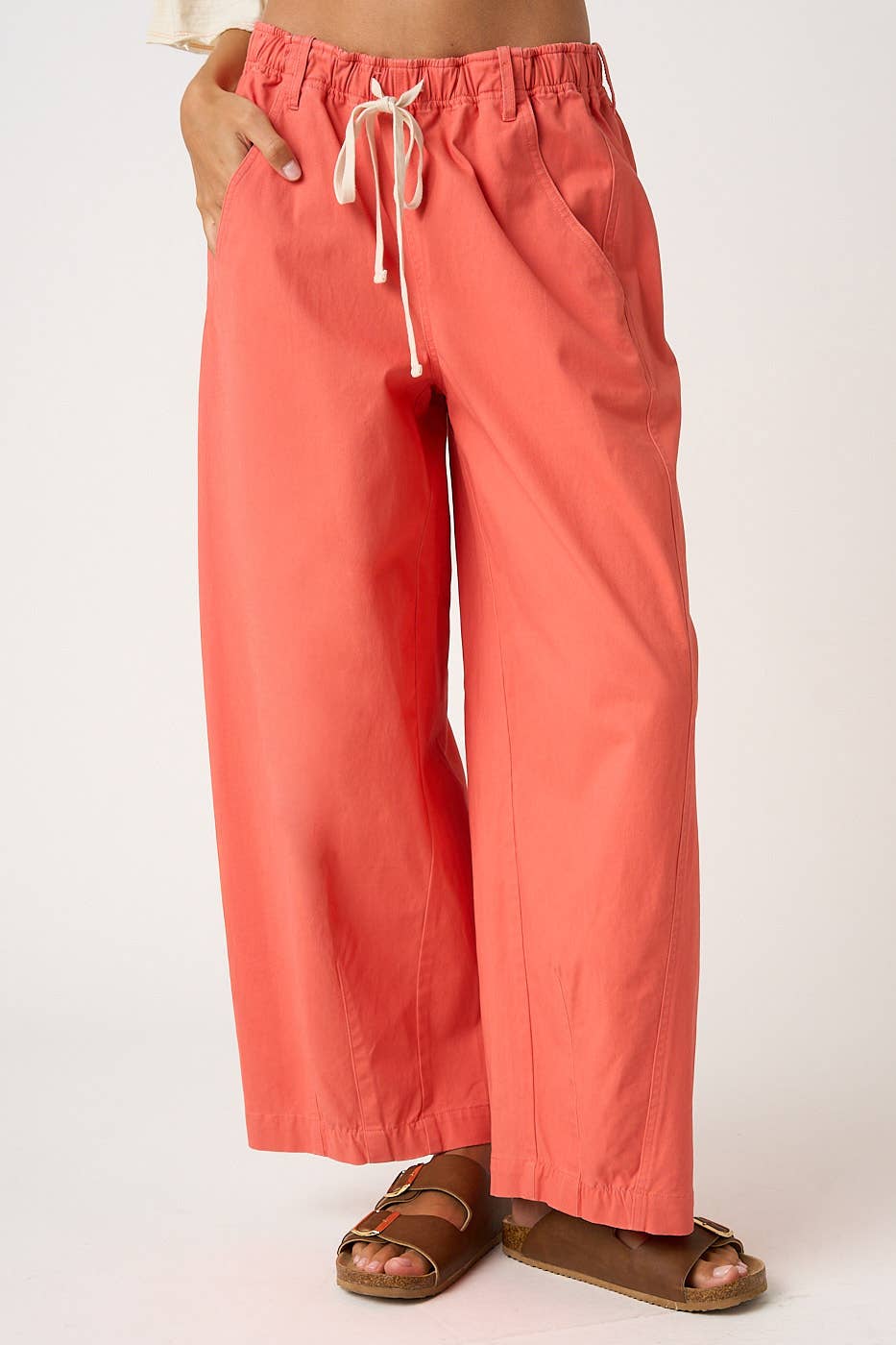 Wide Barrel Leg Drawstring Pants