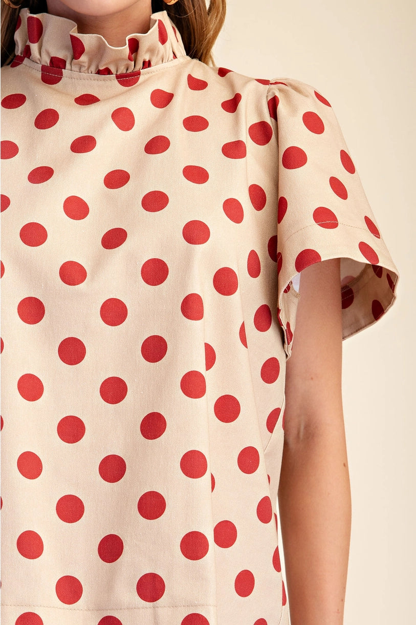 Polka Dot Ruffle Top