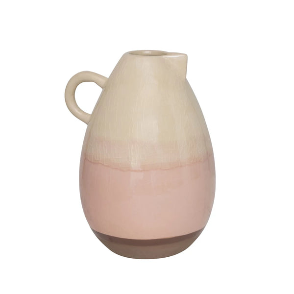 Pink and White Crackle Pitcher