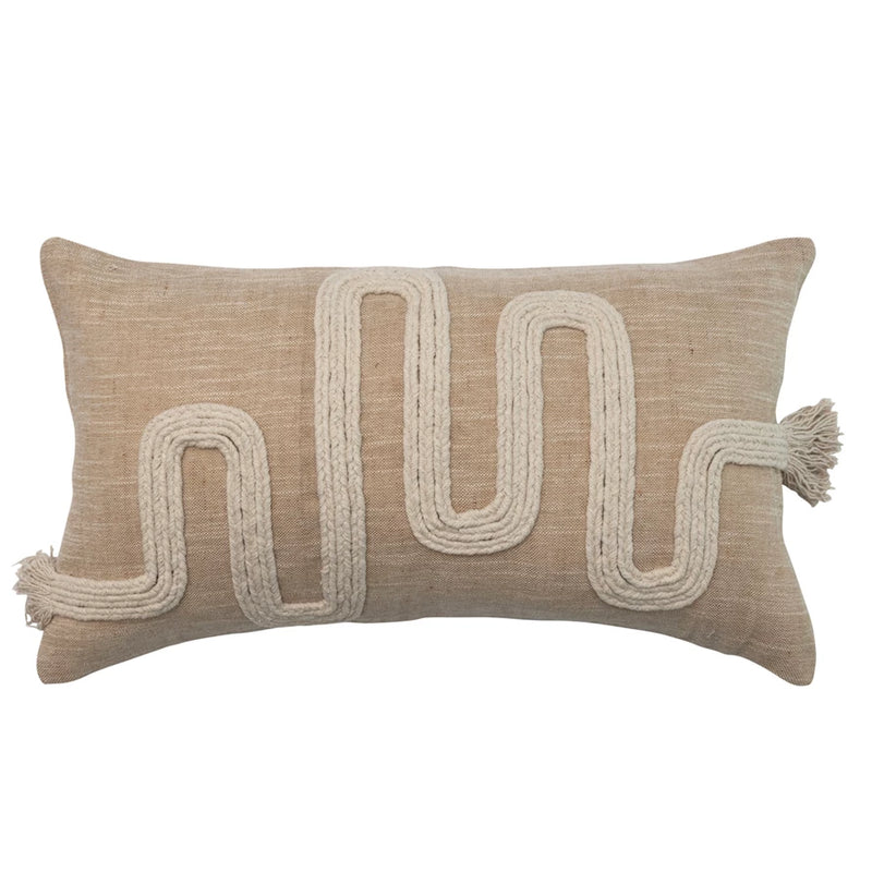 Tan Cord Design Lumbar Pillow