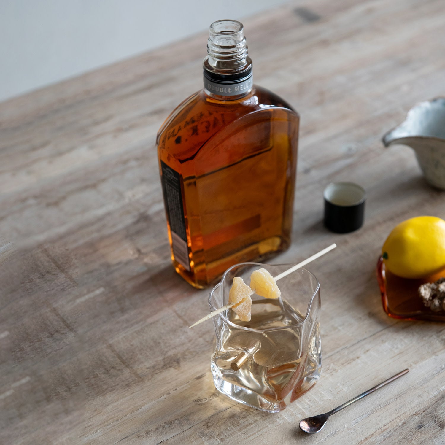Whiskey Glass with Embedded Gold Finish Bullet