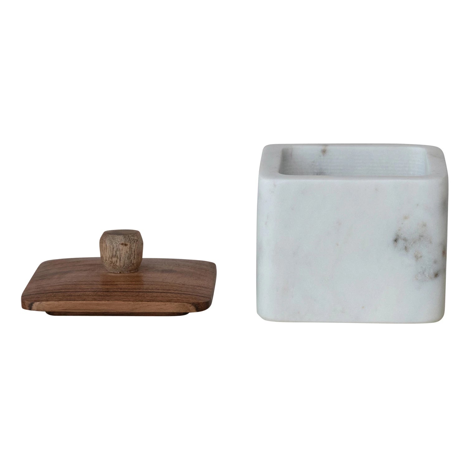 Marble and Acacia Lidded Box