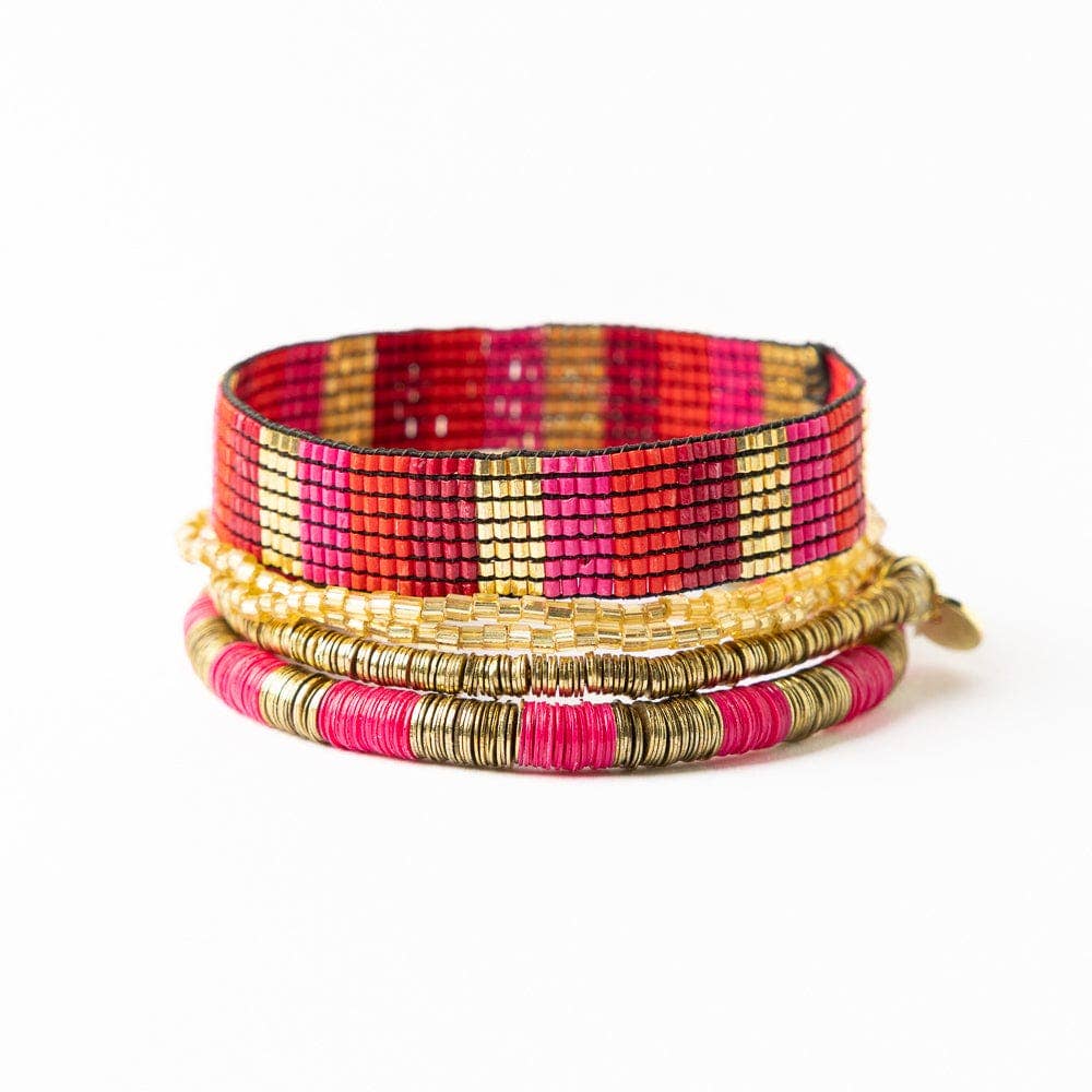 Hot Pink + Gold Bracelet Stack