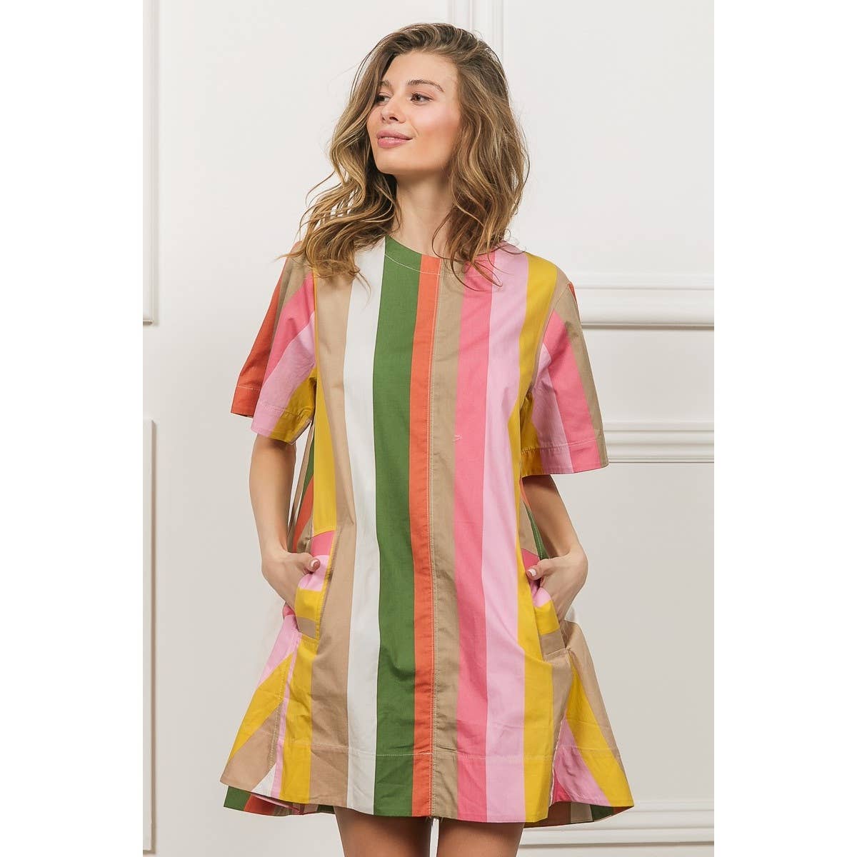 Striped Flared Midi Dress