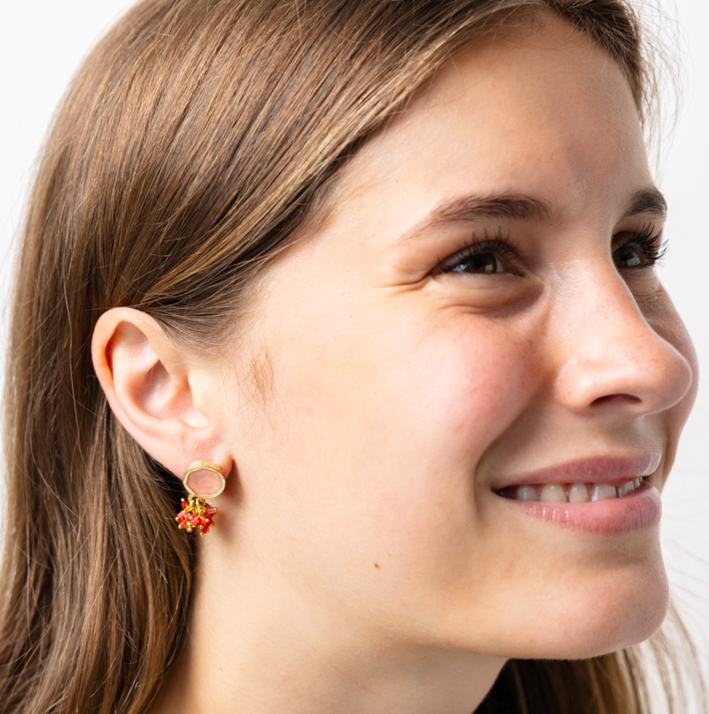 Coral Enamel Earrings