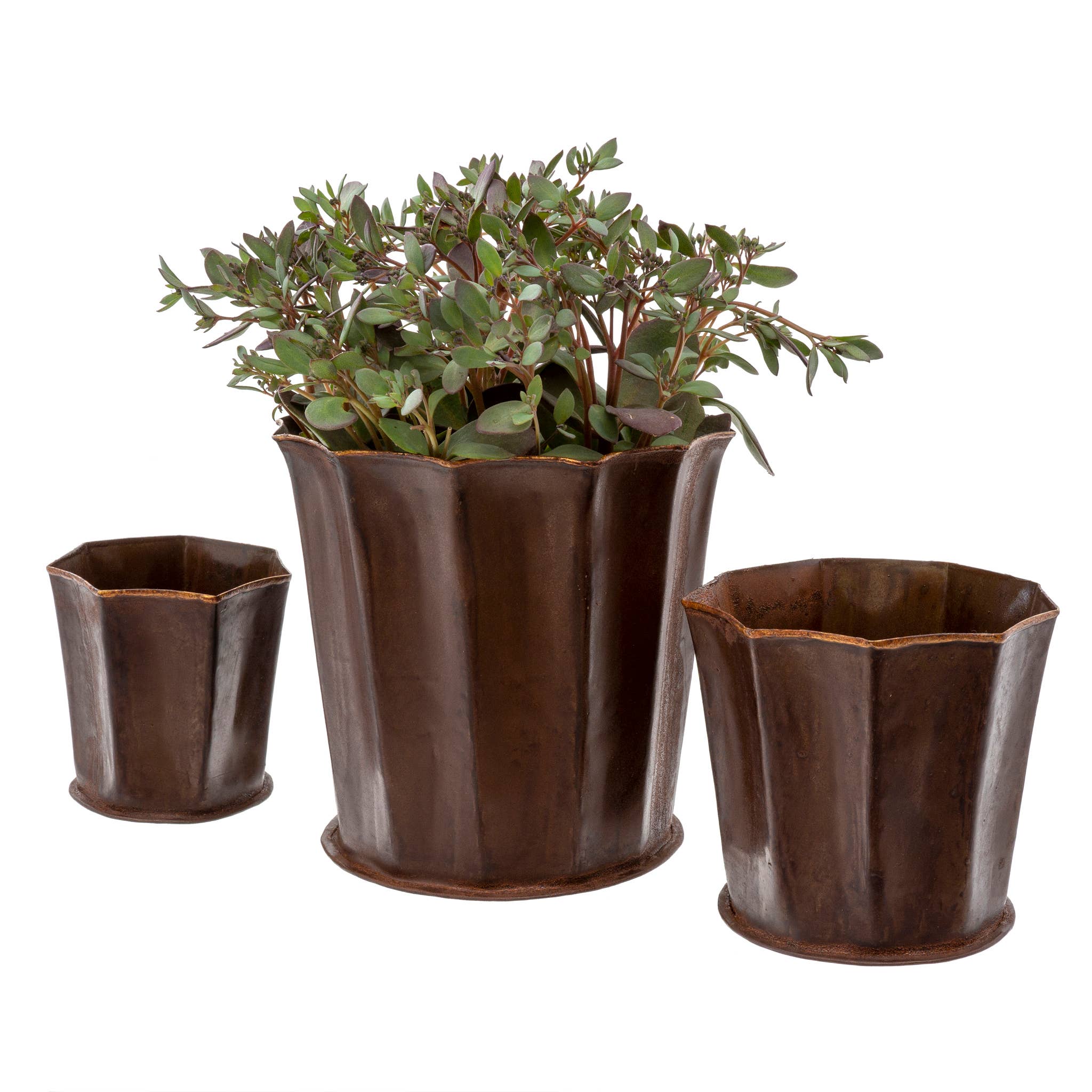 Leather Effect Fluted Pots