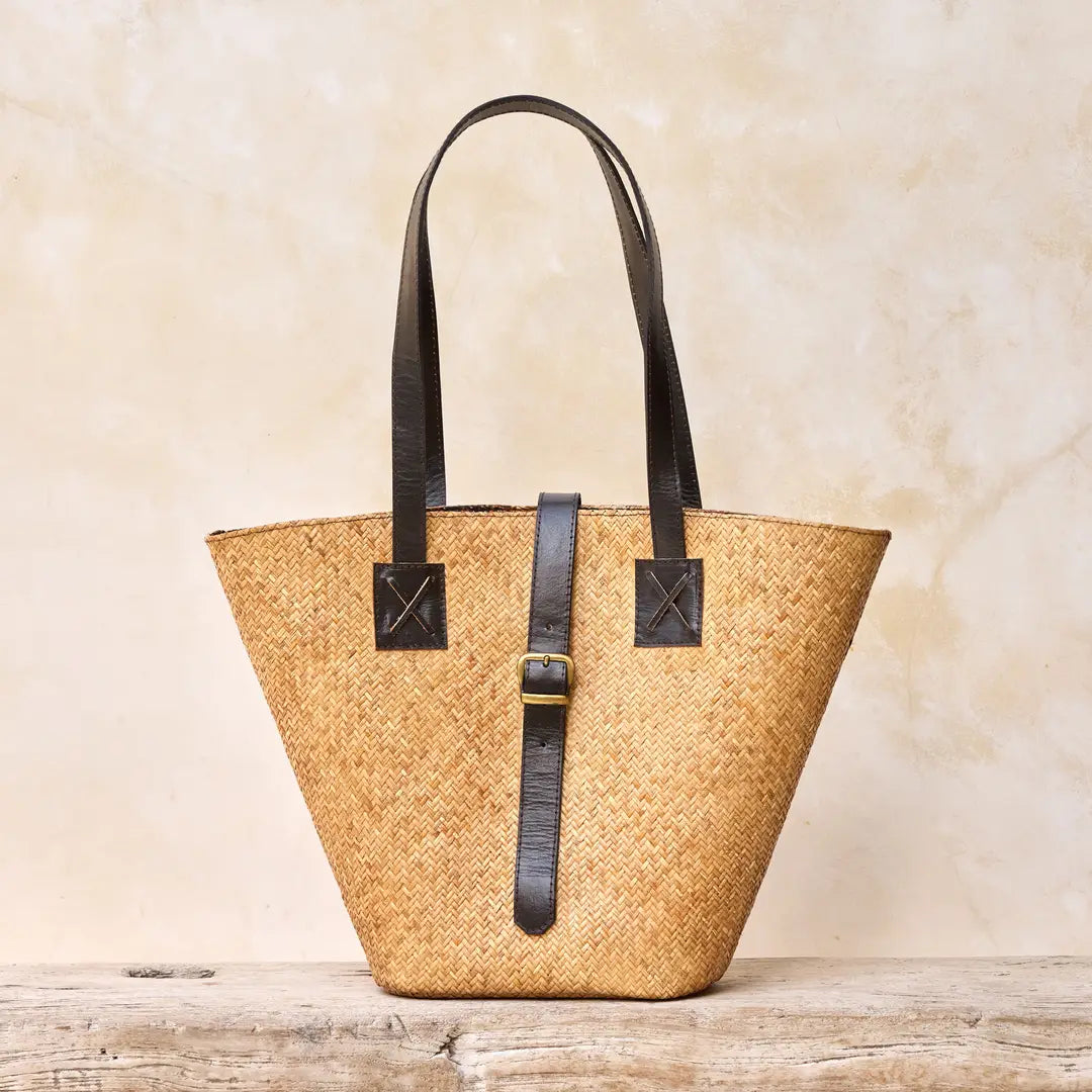 Rattan Drawstring Basket Bag
