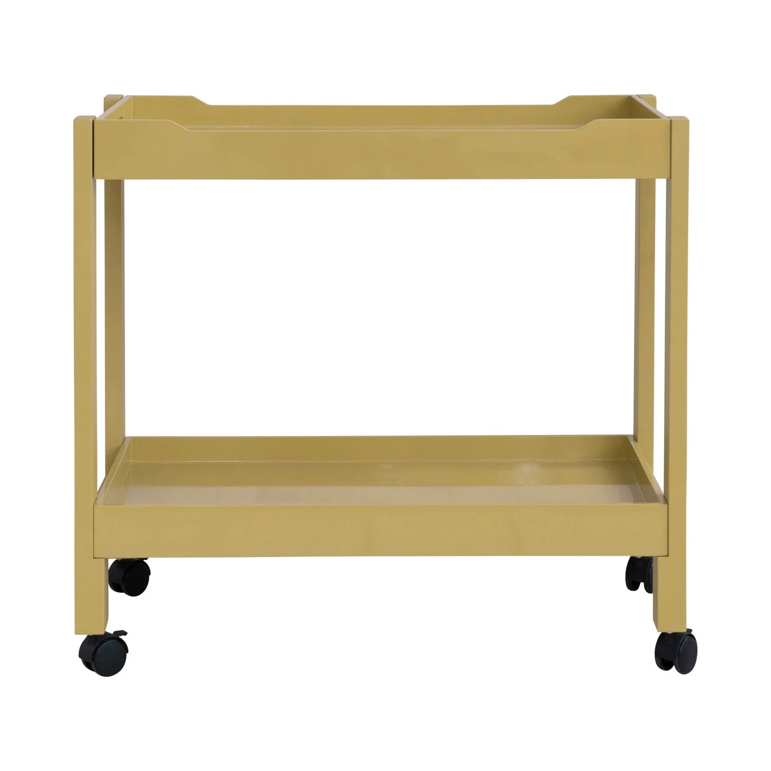 Yellow Lacquered Acacia Wood Bar Cart