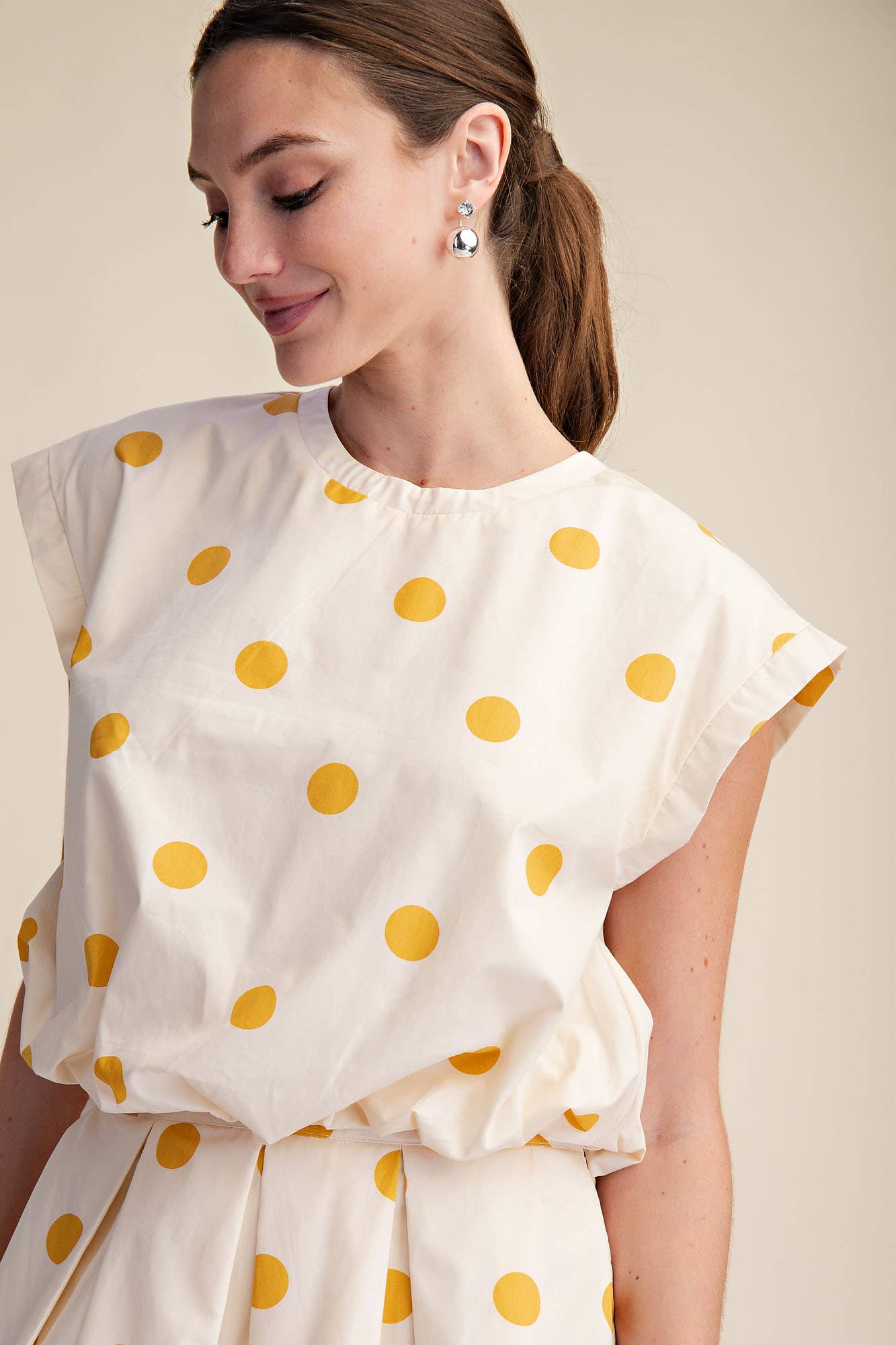 Polka Dot Bubble Crop Top