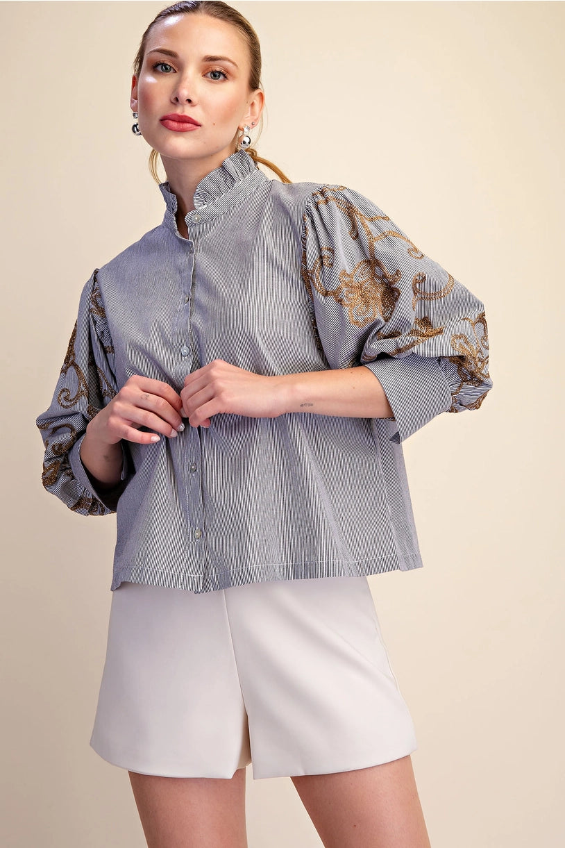 Embroidery Puff Sleeve Blouse