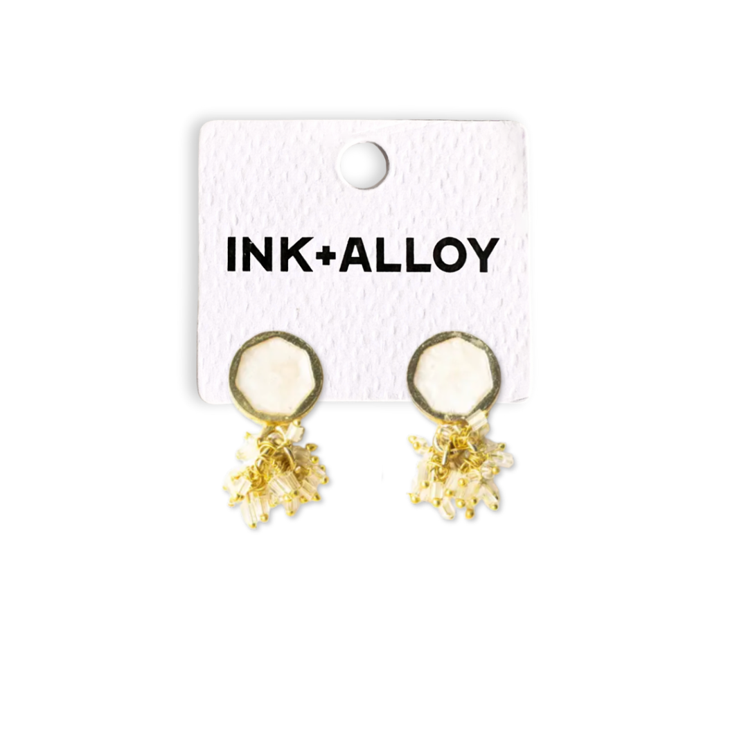 White Enamel Earrings