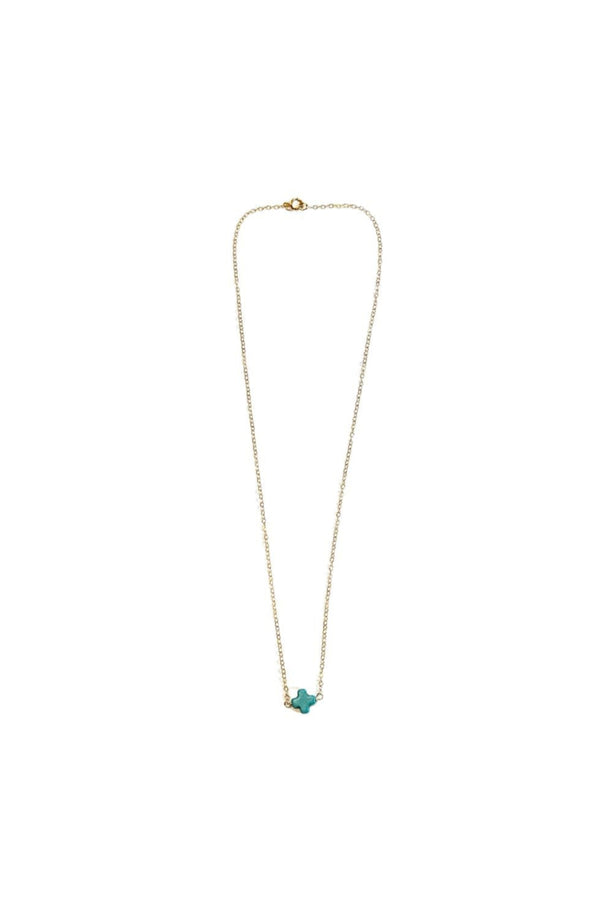 Turquoise Cross on Gold Chain