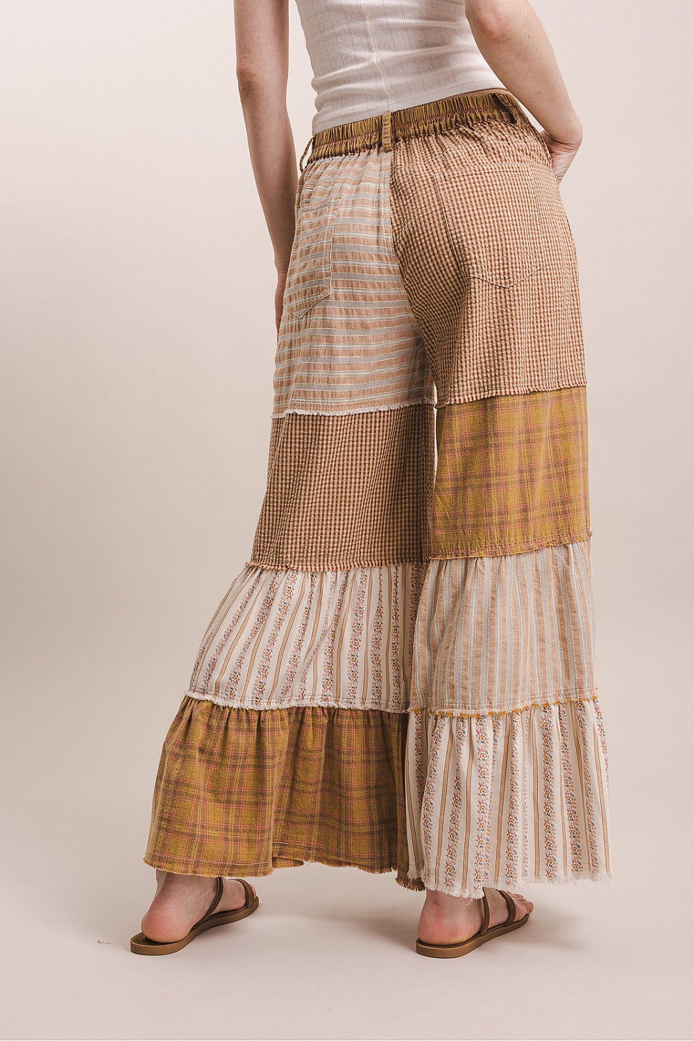 Tiered Fabric Patchwork Pants