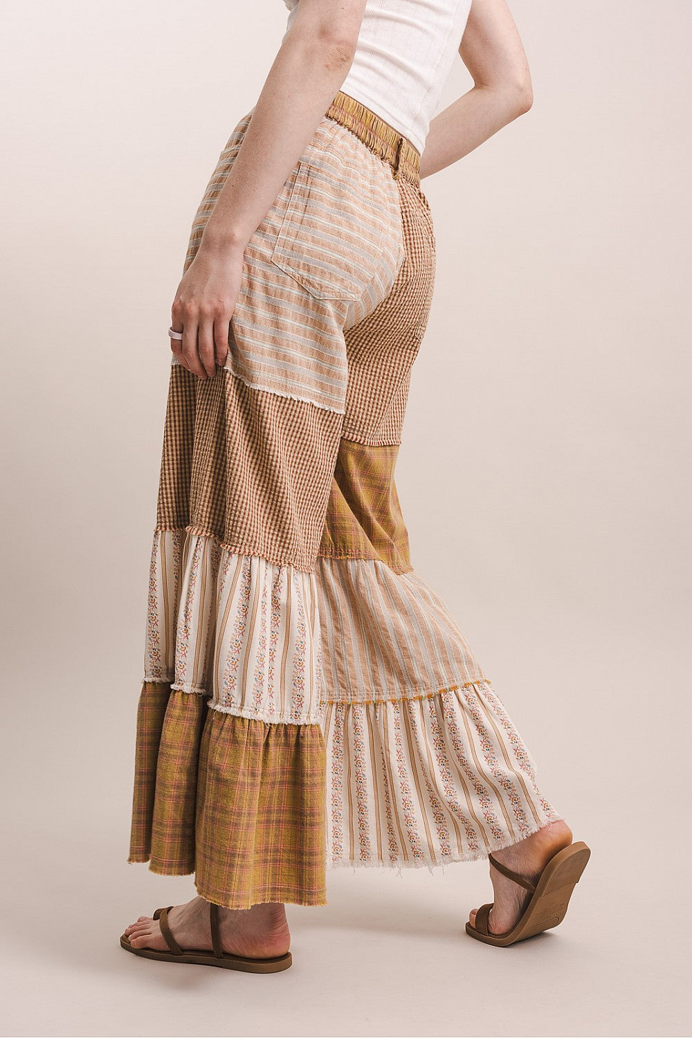 Tiered Fabric Patchwork Pants