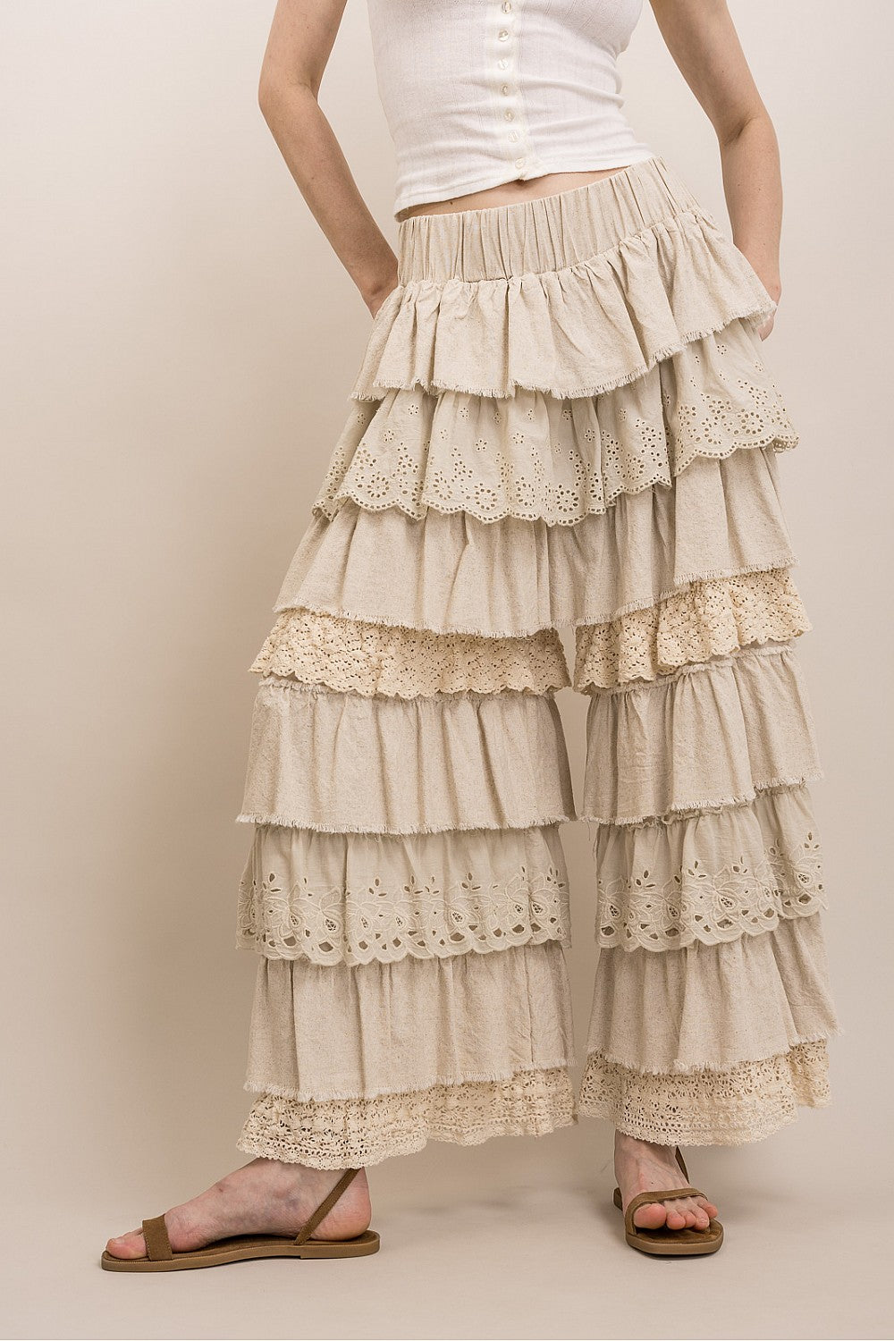 Tiered Lace Ruffle Pants