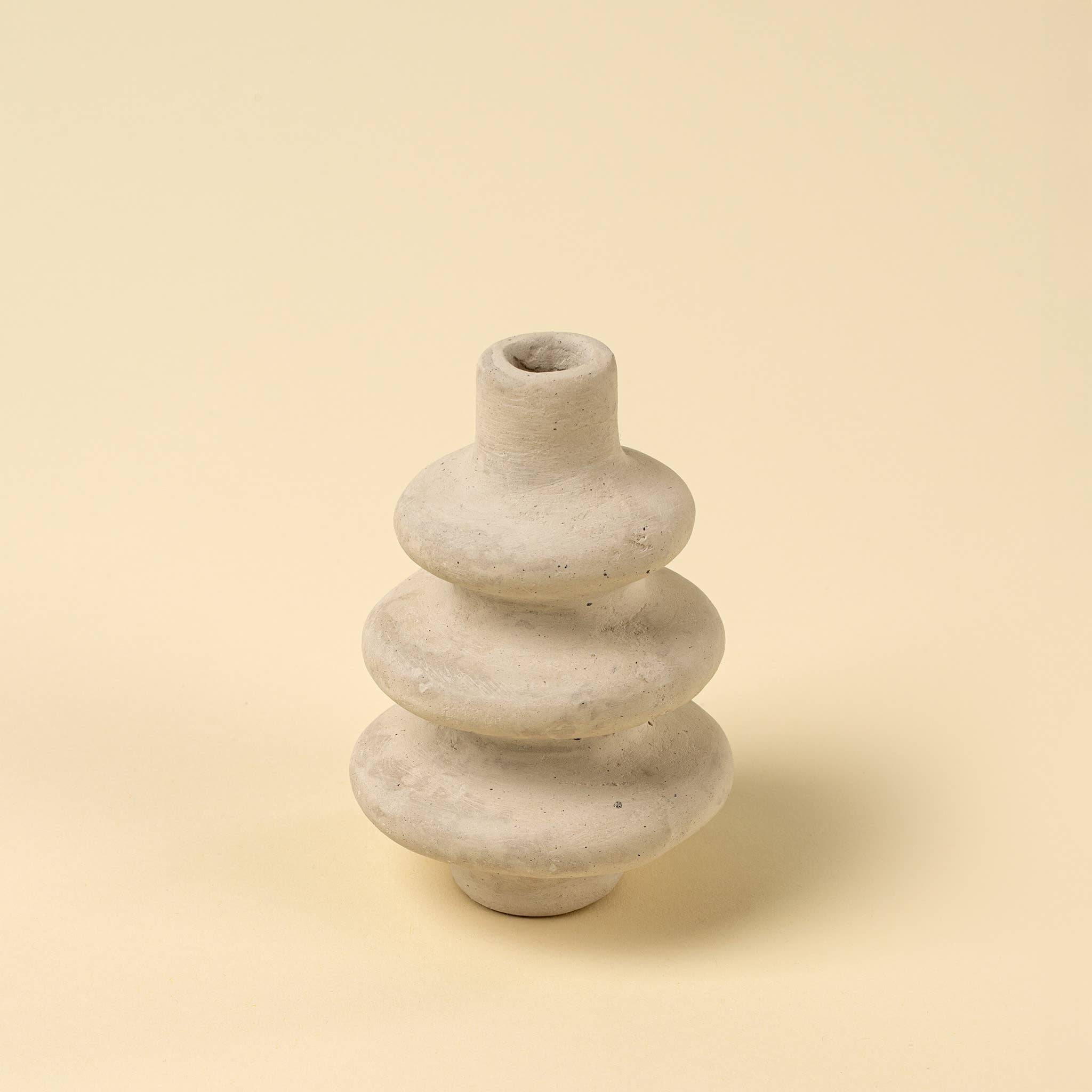 Creamy Paper Mache Bud Vase