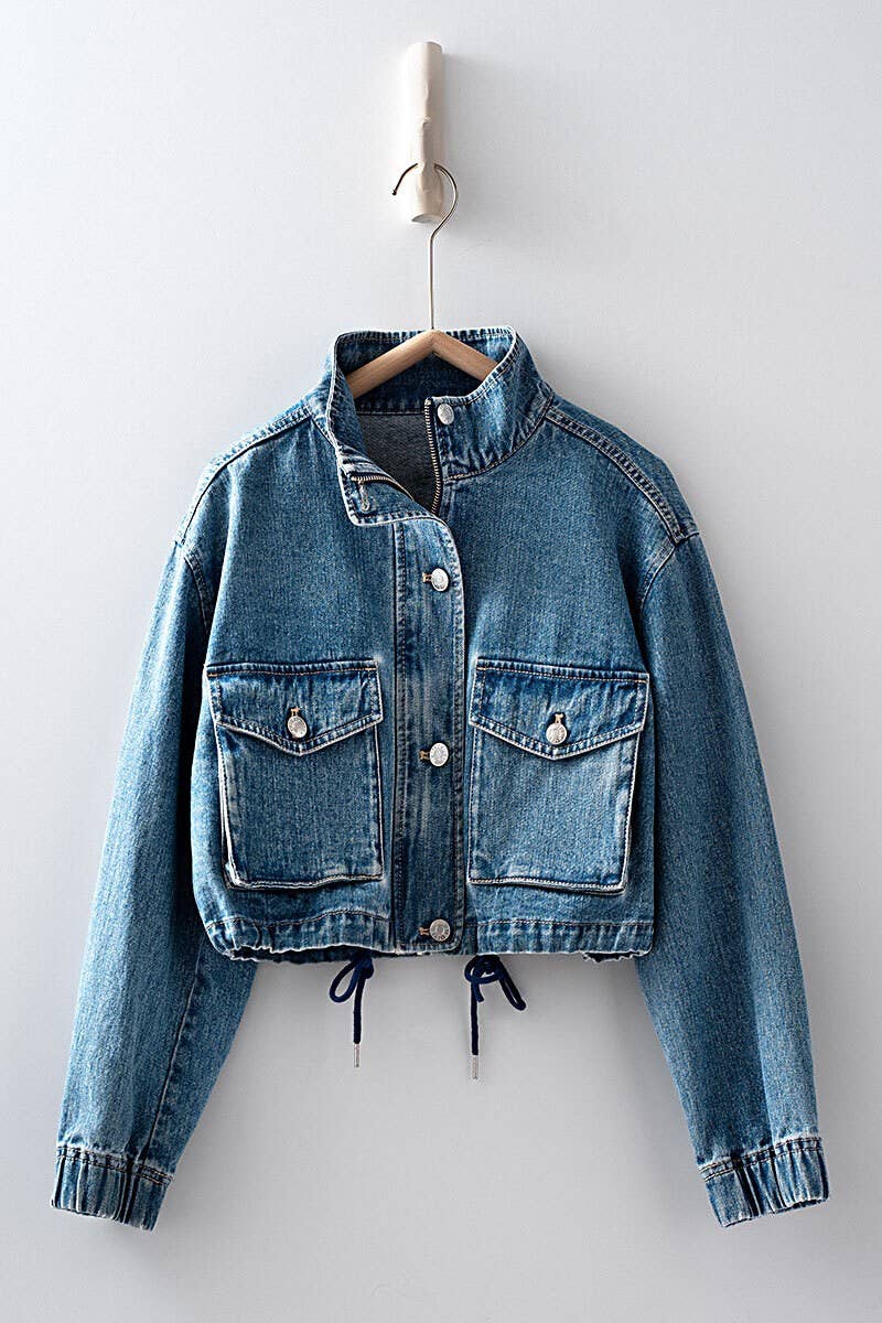 Utility Cropped Denim Jacket