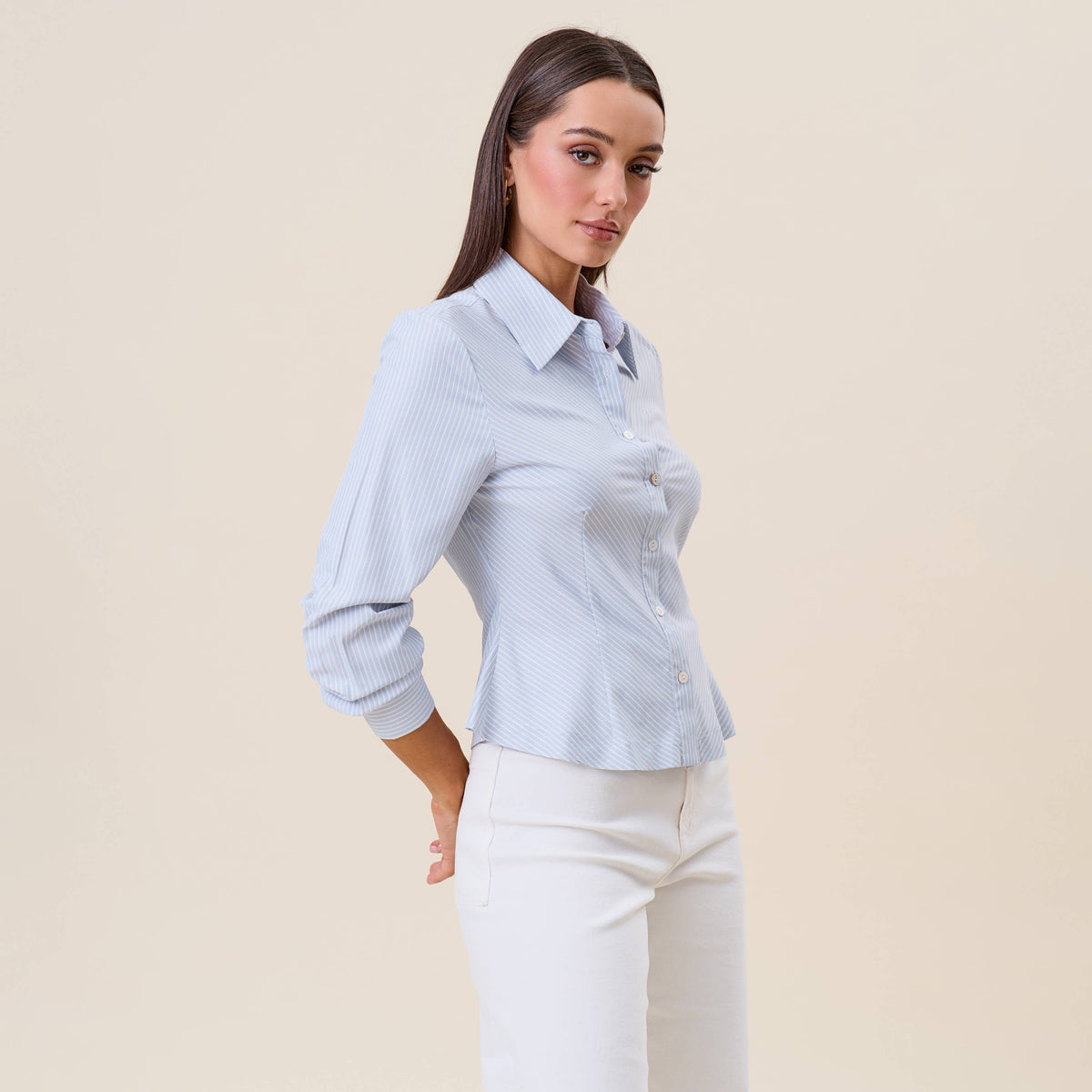 Striped Fit & Flare Blouse