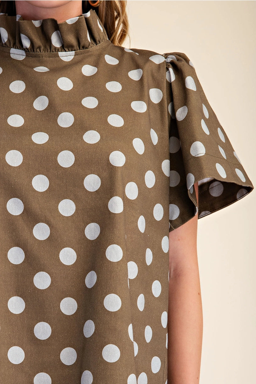 Polka Dot Ruffle Top