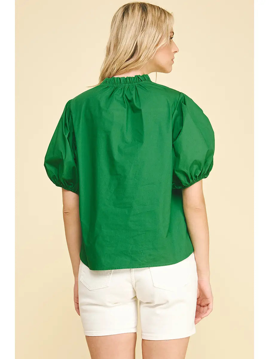 Puff Sleeve V-Neck Blouse