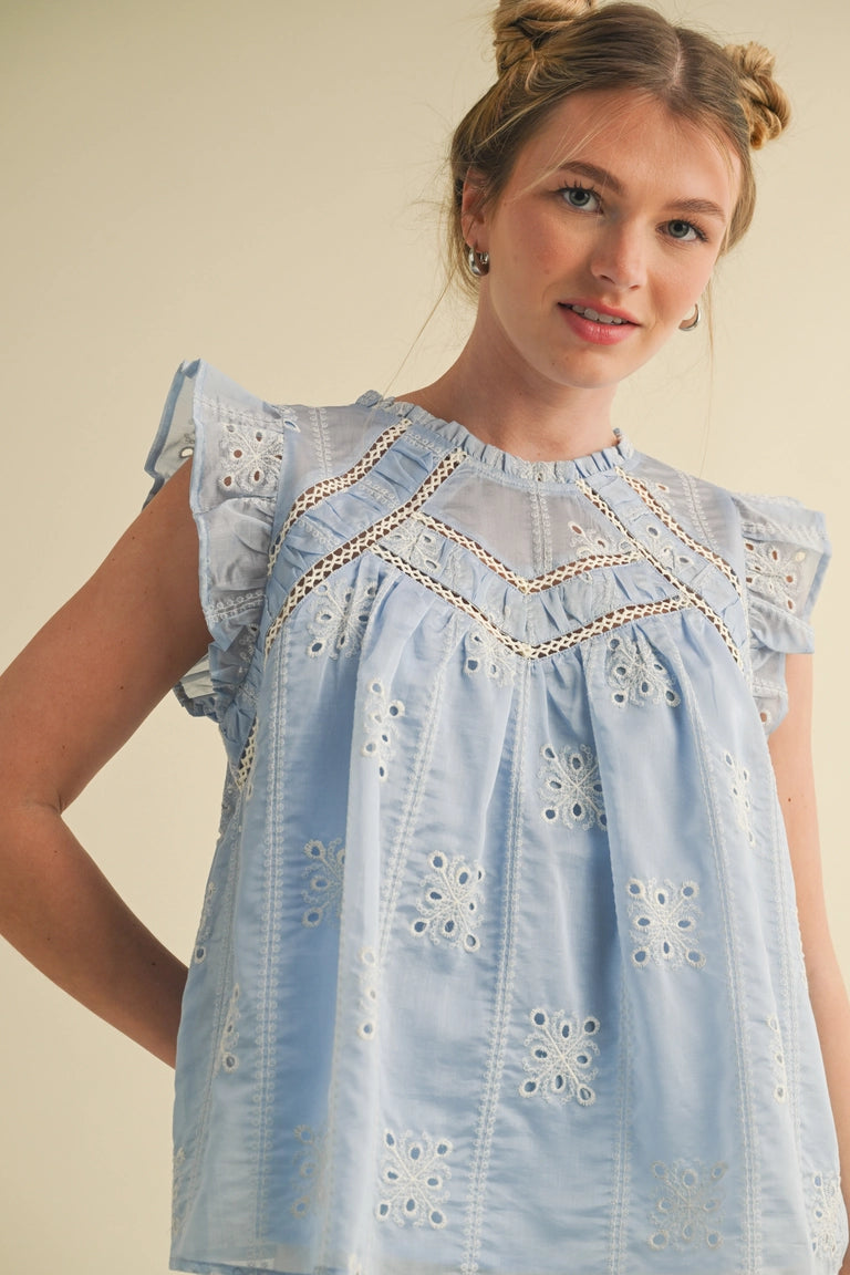 Eyelet Lace Trim Top