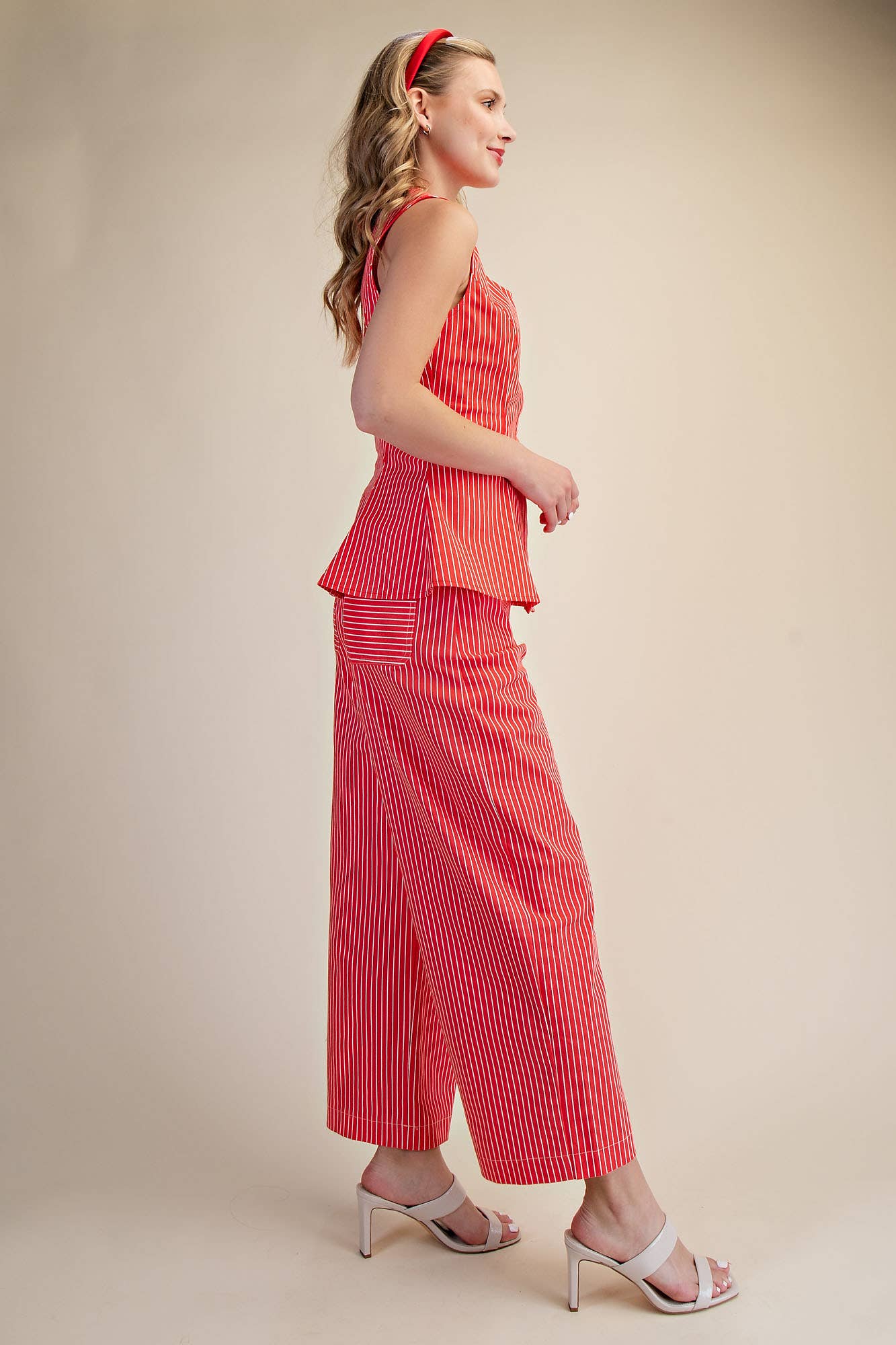 Scooped Stripe Peplum Top