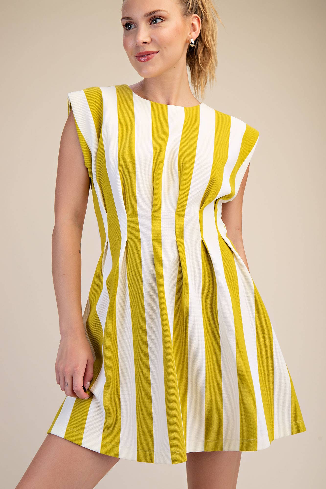 Cabana Stripe Pleated Mini Dress