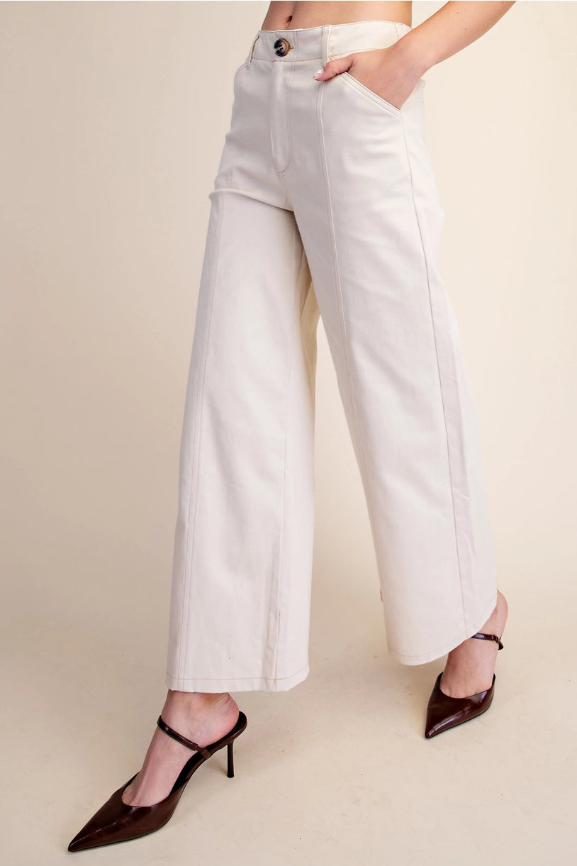 High Rise Stitch Seamed Stretch Pants