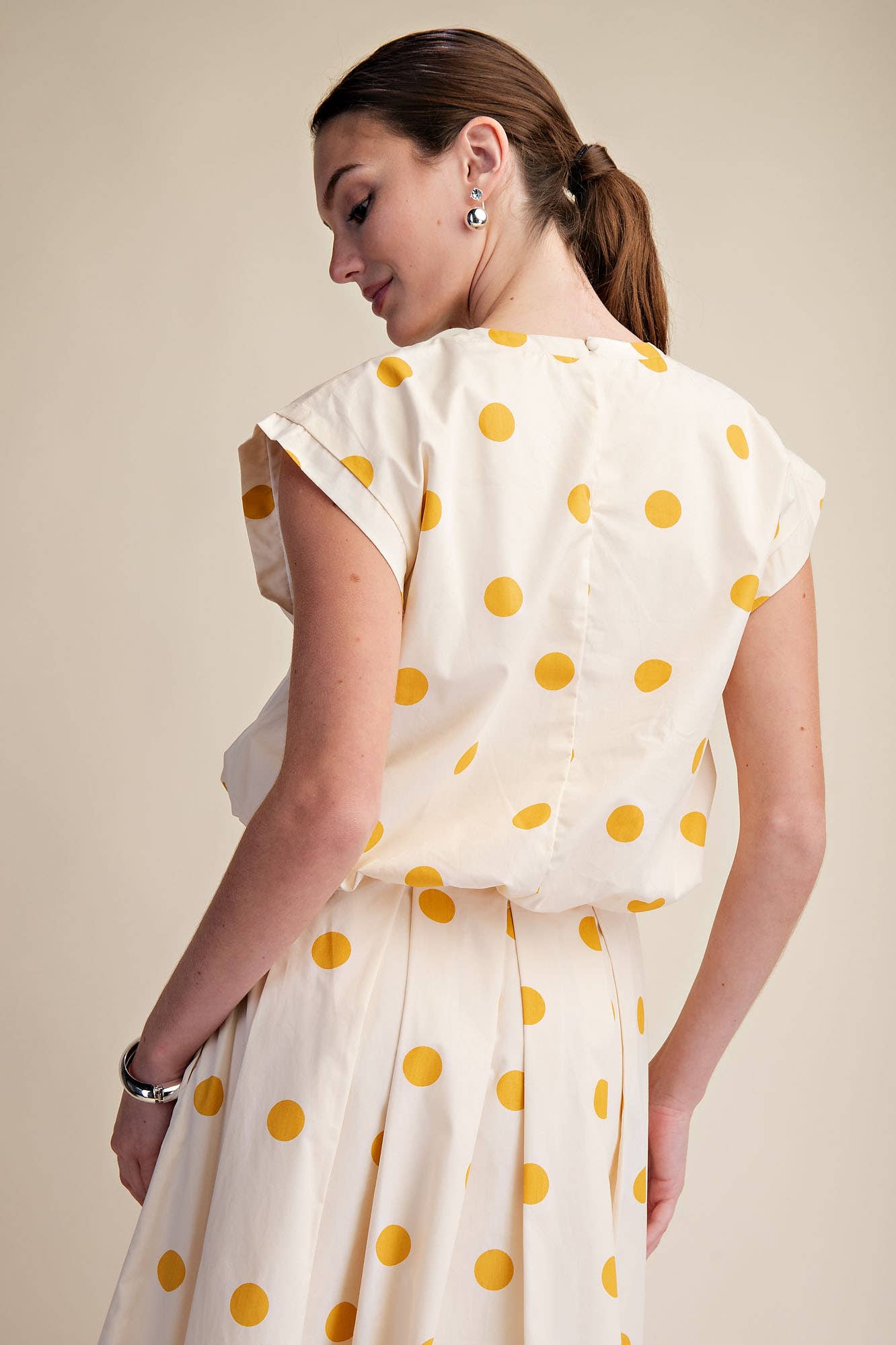 Polka Dot Bubble Crop Top