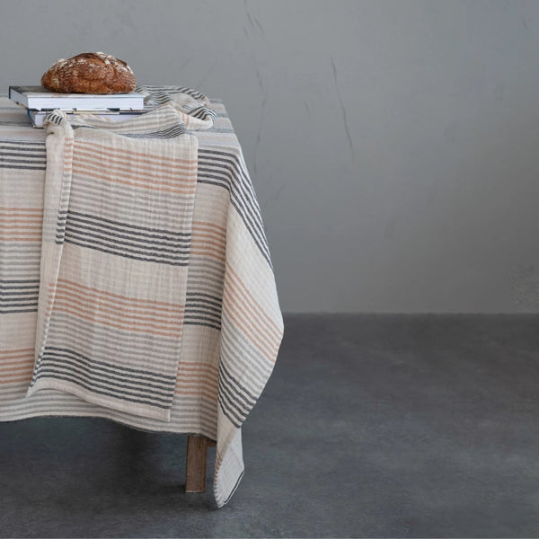 Multi-Color Striped Tablecloth
