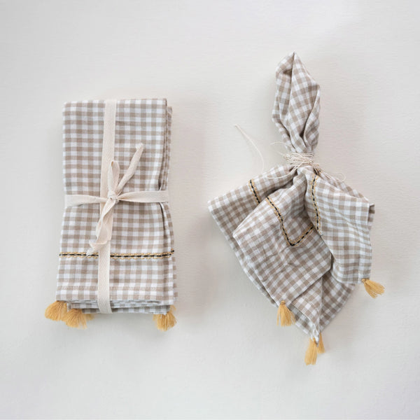 Set of Gingham & Tassels Napkins